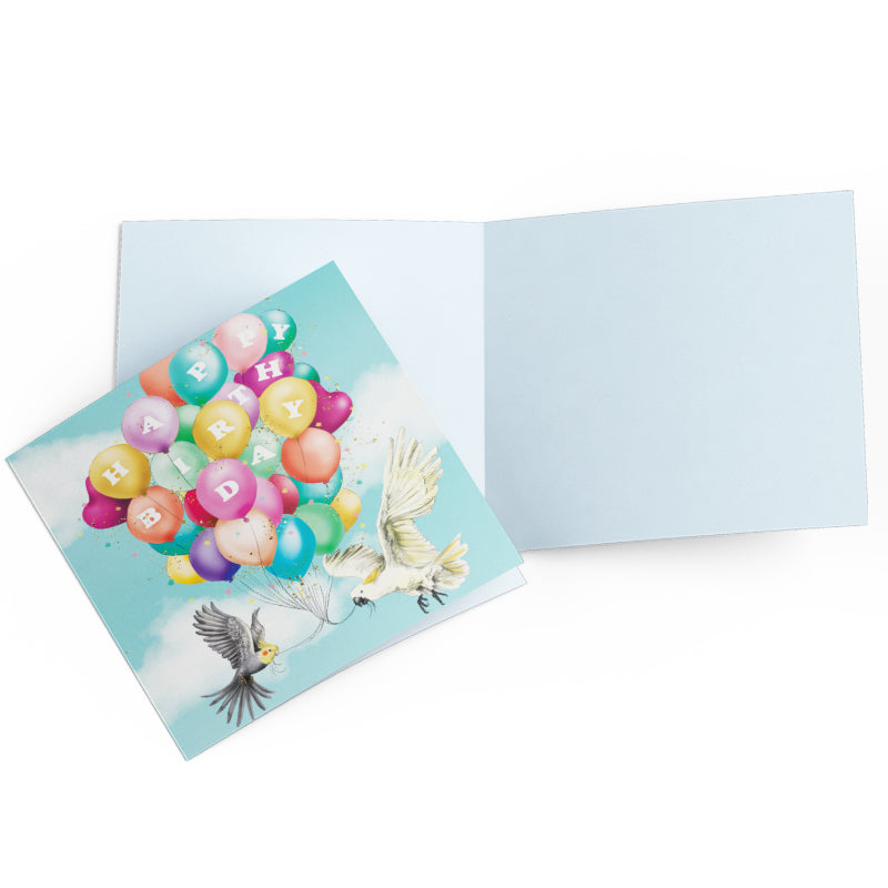 Greeting card Bird Birthday Balloons
