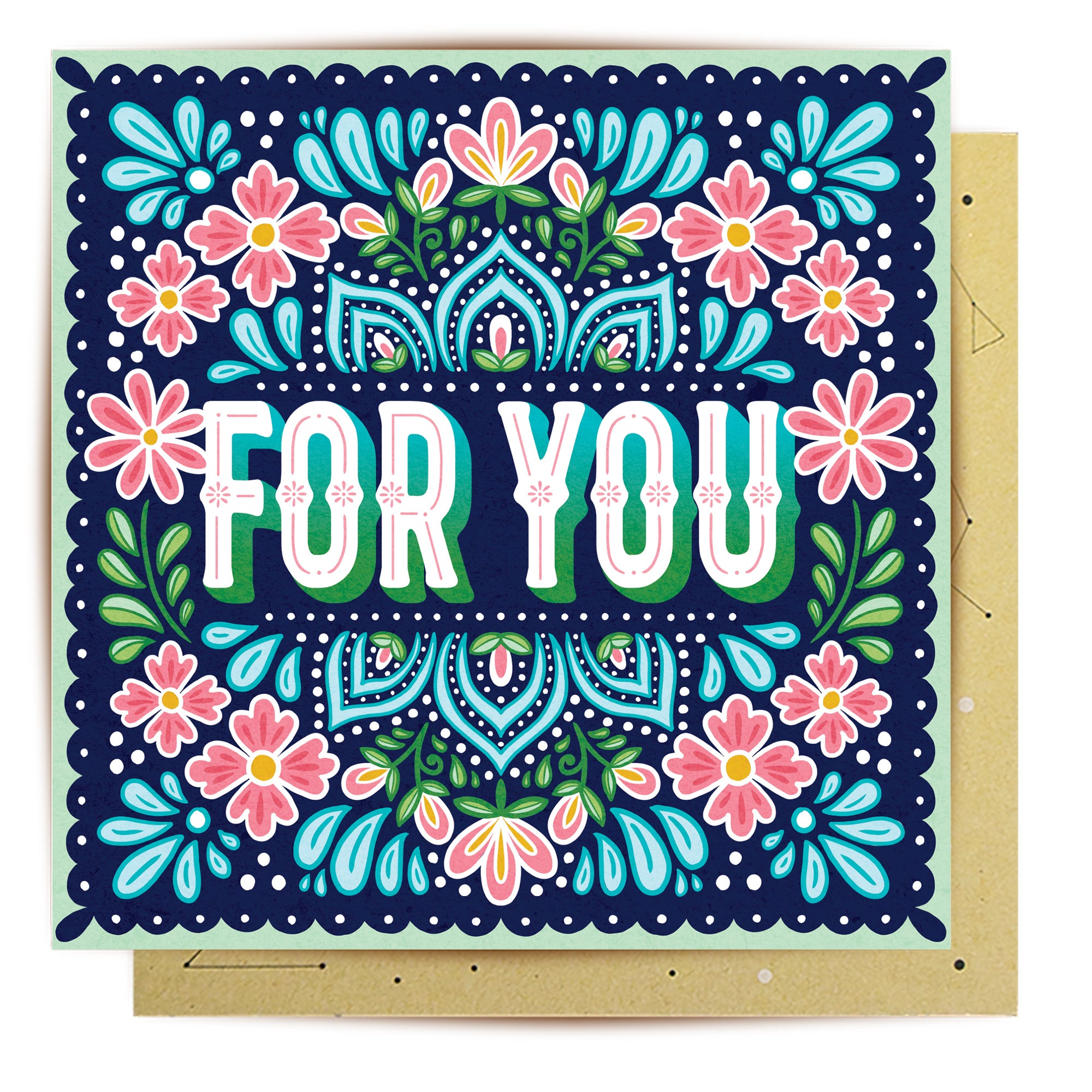 Greeting Card For You Dots And Flowers