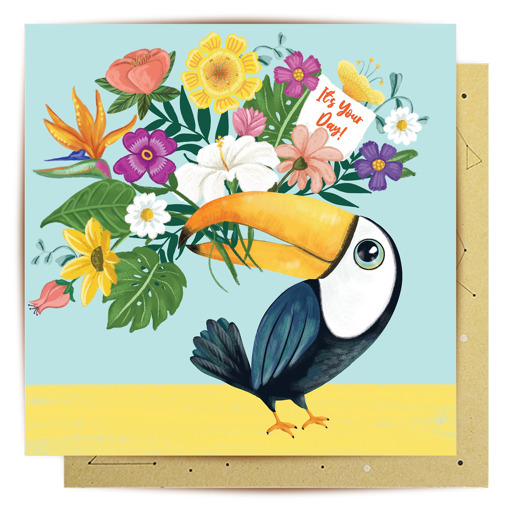 Greeting Card Toucan Flowers