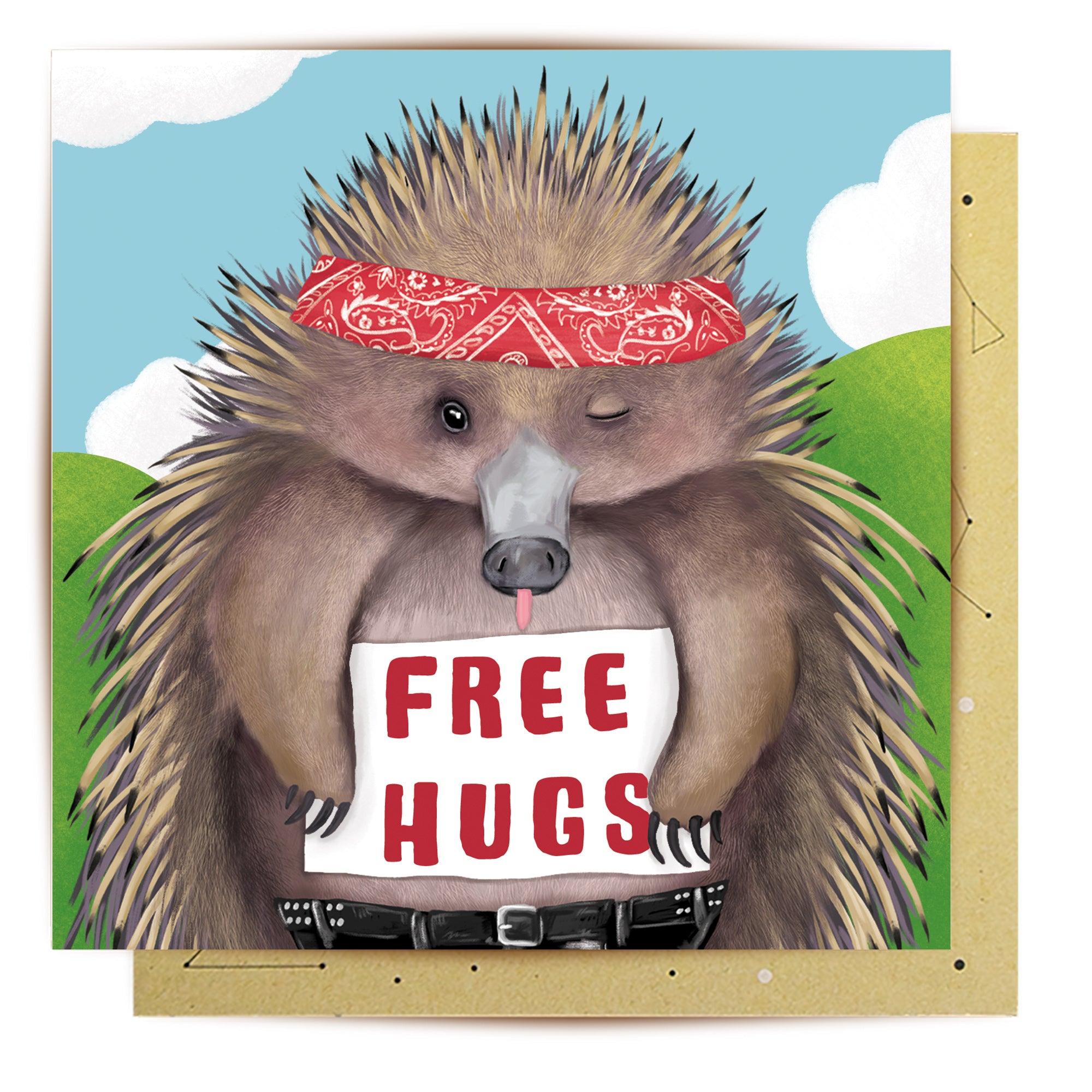 Greeting Card Free Hugs Echidna