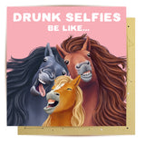 Greeting Card Selfie Horses
