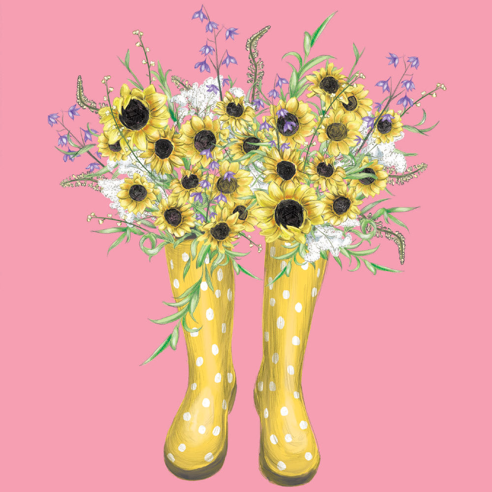 Greeting Card Sunflower Boots