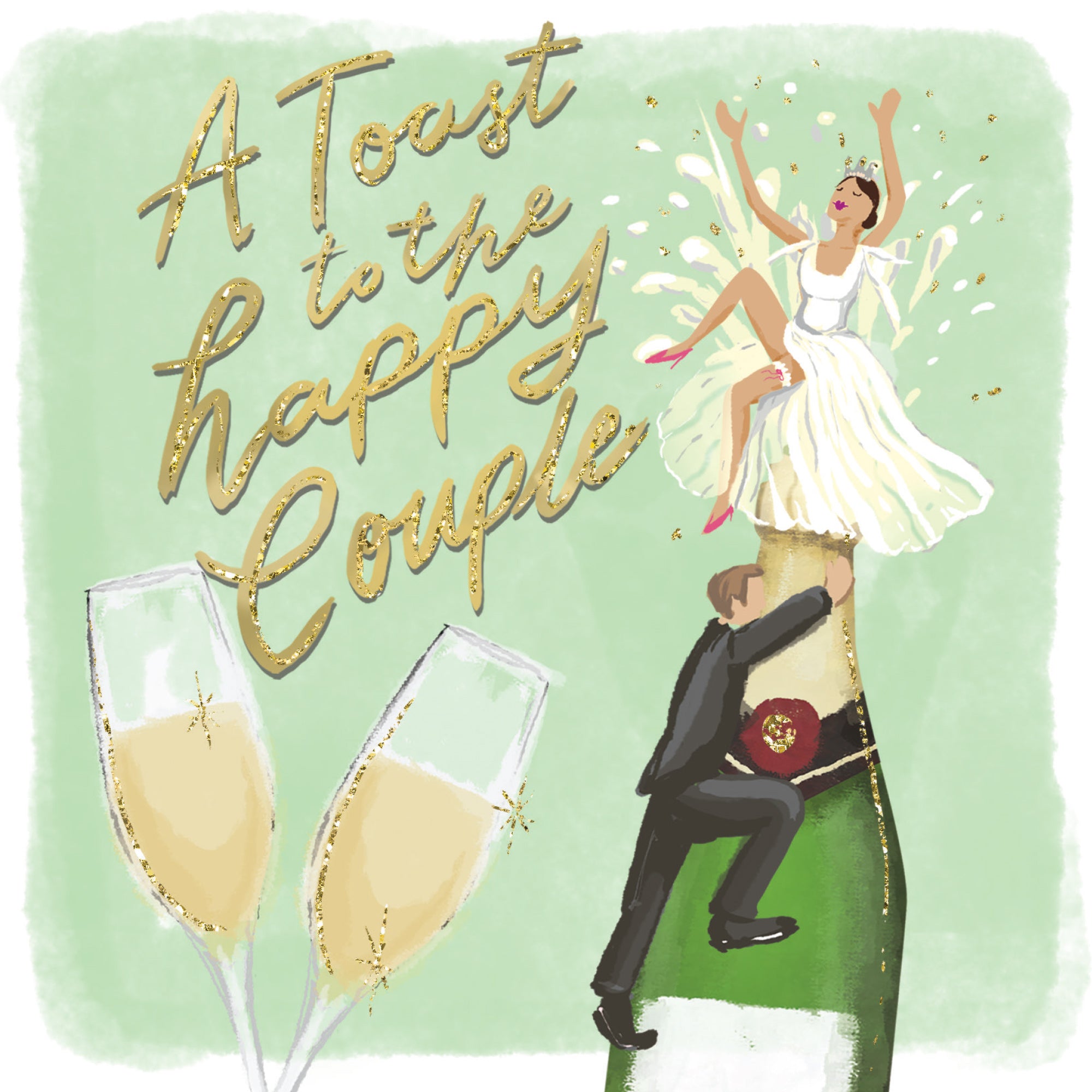 Greeting Card Champagne Happy Couple