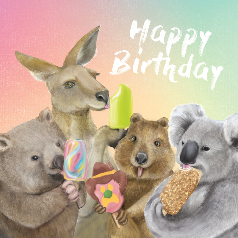 Mini Card Happy Birthday Ice Cream Critters
