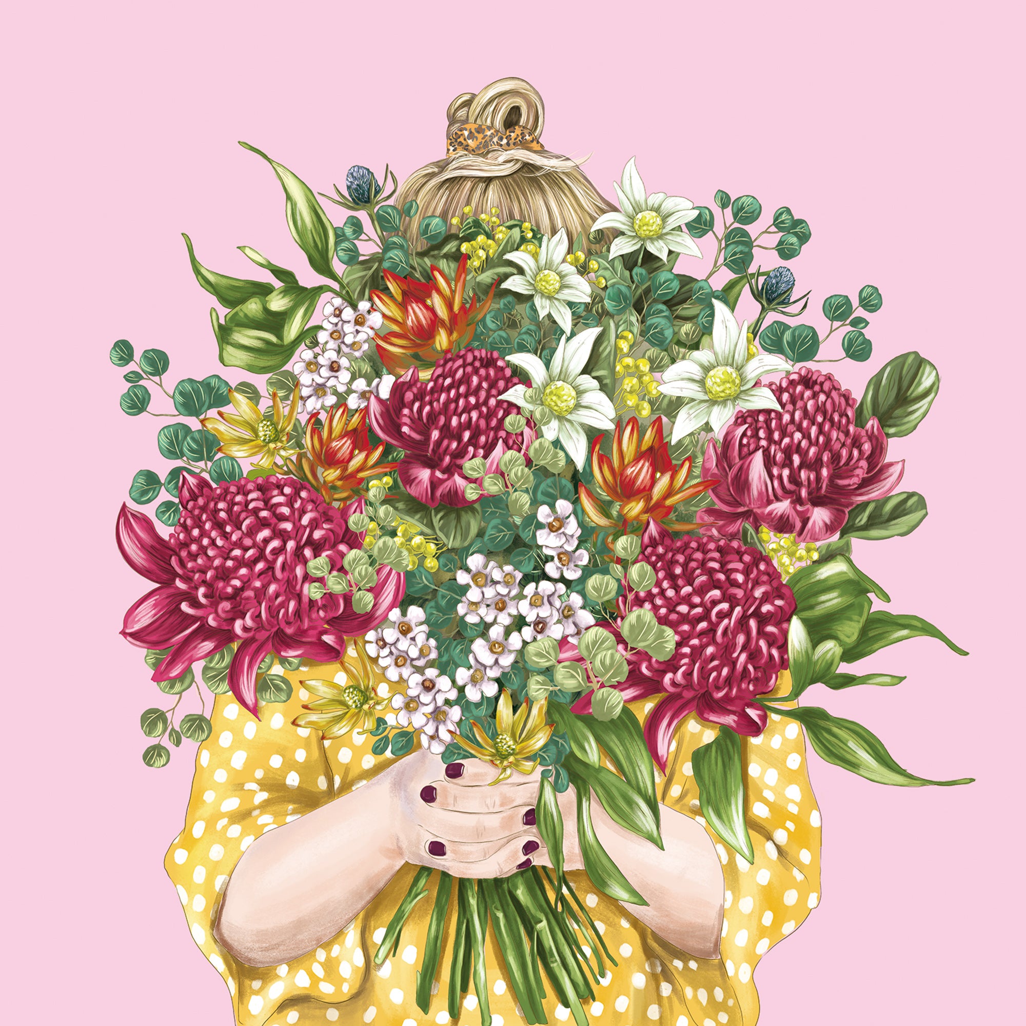 Greeting Card Girl Bouquet