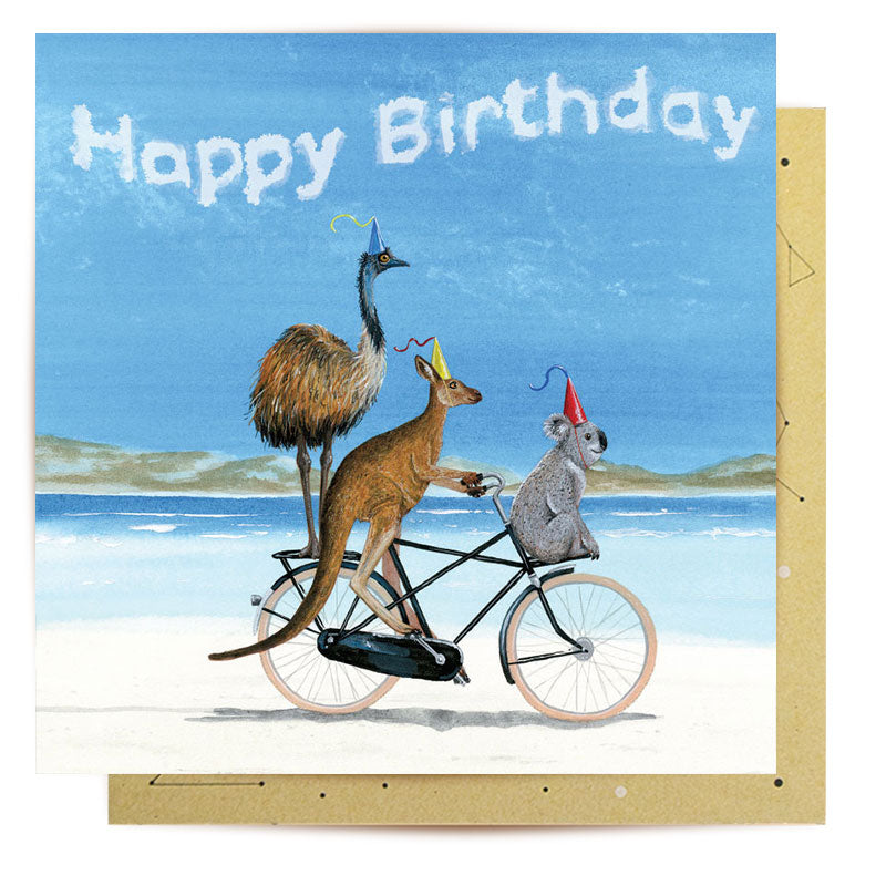 Greeting Card Birthday Beach Bike
